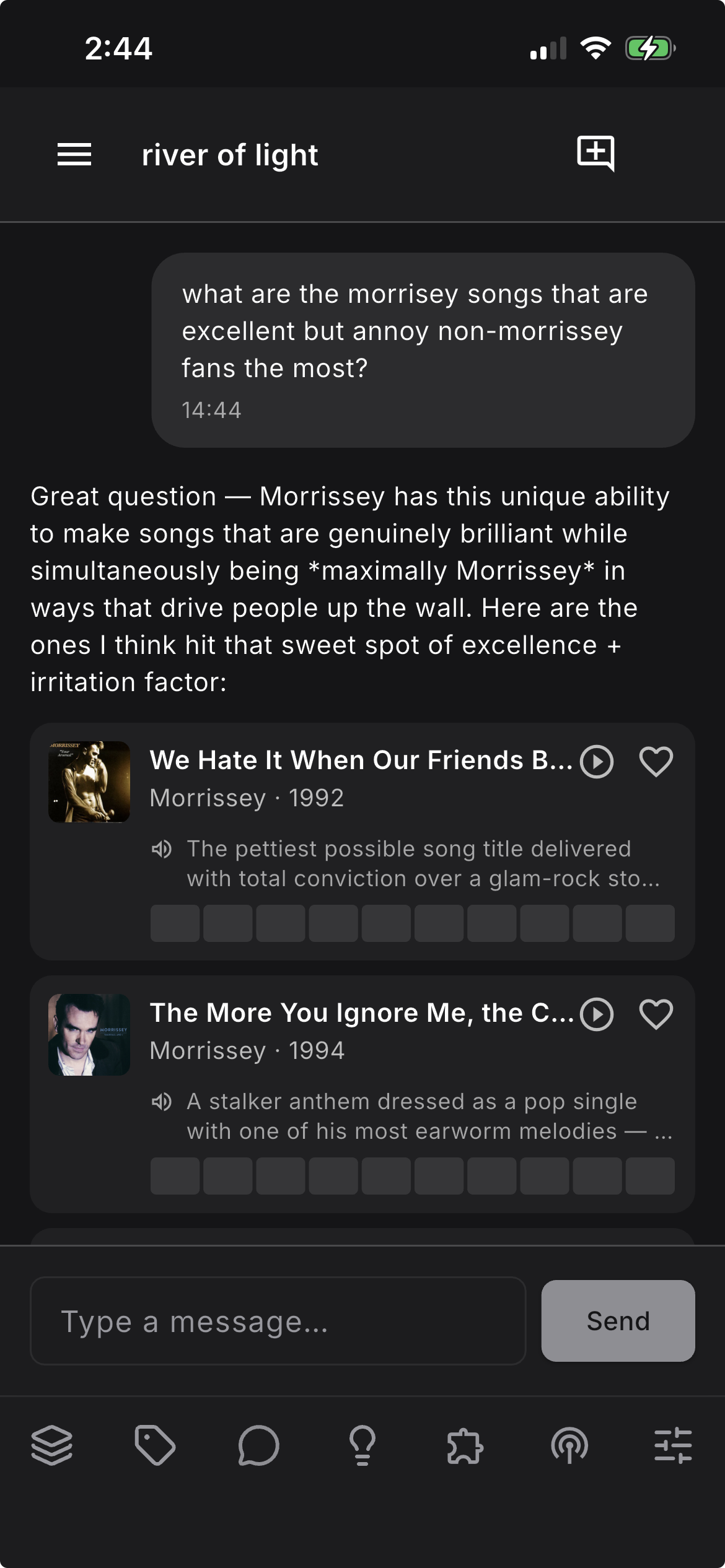 Chat with River of Light returning inline Morrissey song picks